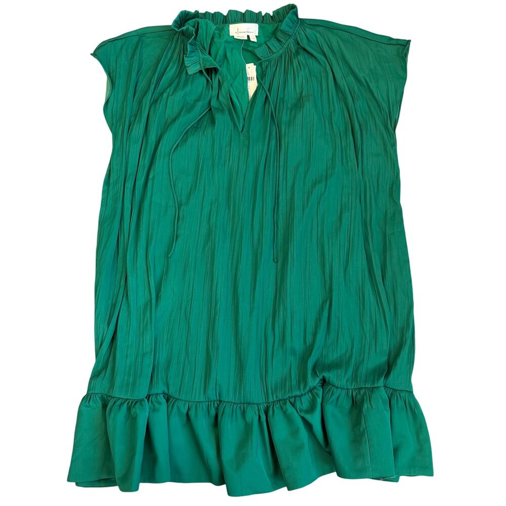 Anthropologie Emerald Green Mock Neck, Lined, Swing Dress NWT- S - Picture 2 of 15